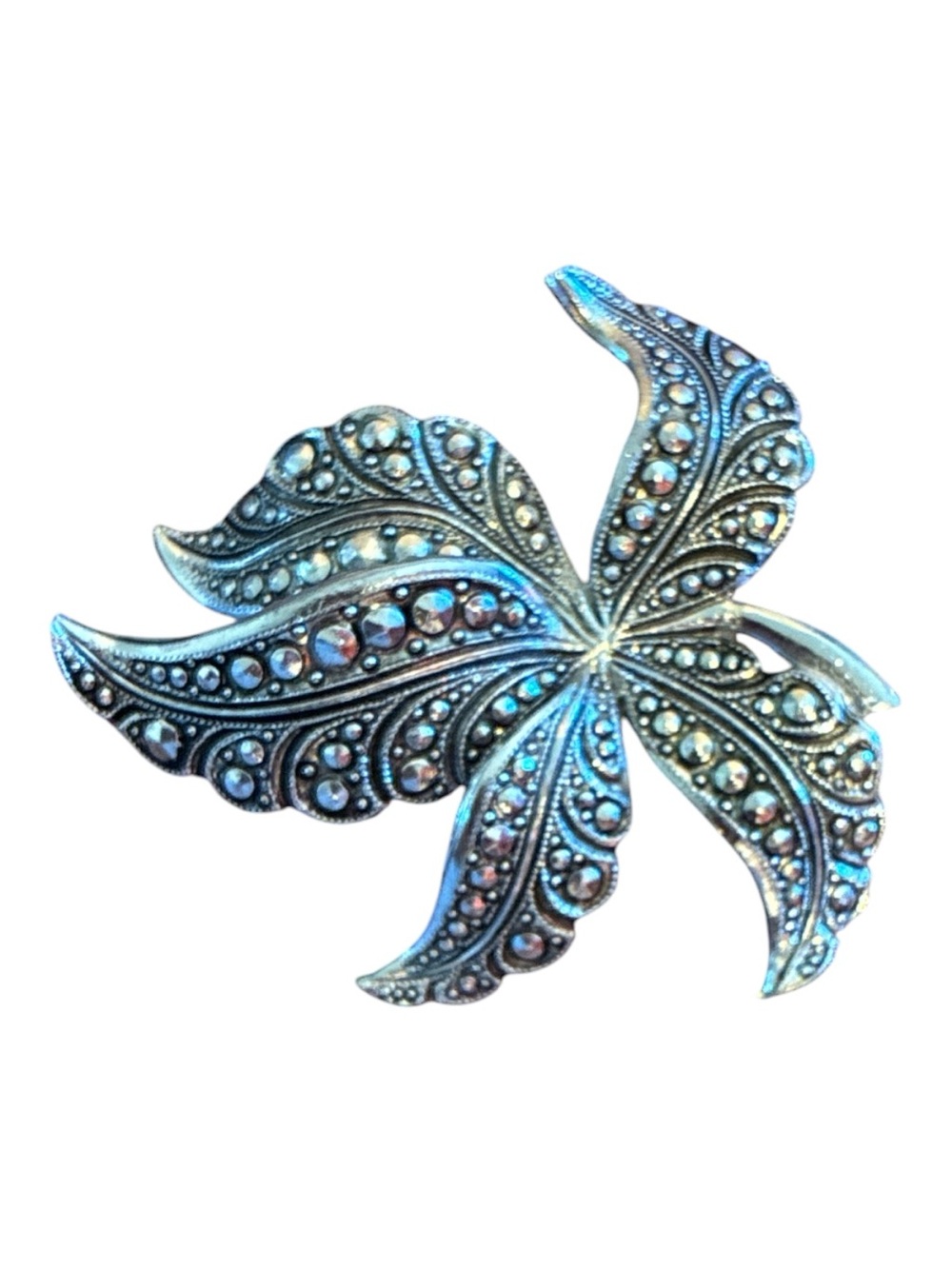 Vintage West Germany Marcasite Floral Brooch